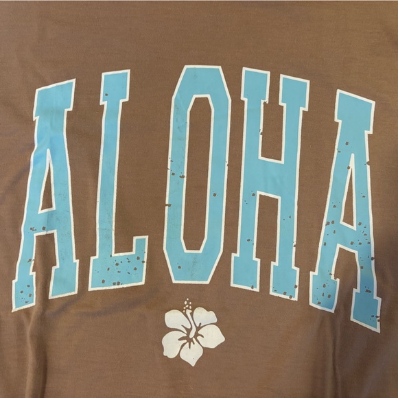 SHEIN Brown Aloha Graphic Tee - Picture 2 of 4
